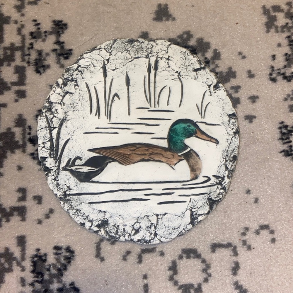 Shapes of Clay Round Wall Plaque Wading Duck